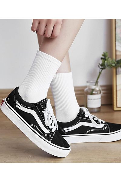 SERAPİFY Corded White Unisex Tennis Socks - 6 Pairs, Cotton, Socket Length, Premium Quality