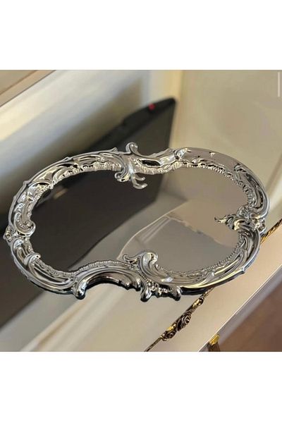 Sillage Home Set of 2 Stainless Steel Artnova Lace Pattern Presentation Tray, Promise Engagement Tray