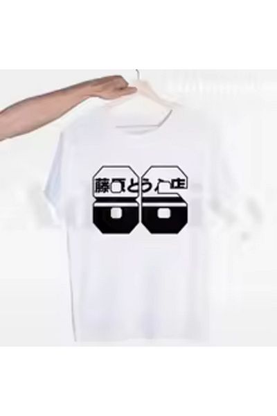 Boi Σχεδιασμός AE86 Drift Race - Υπερμεγέθη λευκό μπλουζάκι Anime, κοντομάνικο