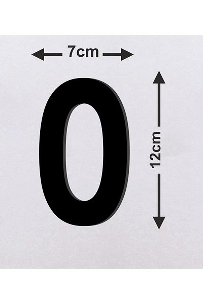 zafrakreklam رقم صفر (0) صفر (0) حائط - باب - حديقة - رقم مقاس 12 × 7.5 سم أسود 4 مم مركب