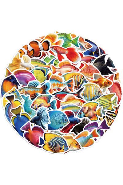 Choice 50pcs 50pcs Cute Fish Stickers Animals For Hand Account Material Mobile Phone Laptop Luggage Skatebo
