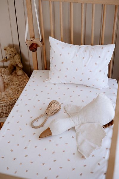 TBA COLLECTION Mother's Side Crib Elastic Sheet Set (55X95) |   Simple Brown Leaves