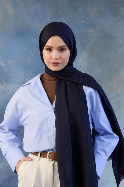İpekhan Σαλιάρα ζακάρ από βαμβάκι Navy Blue Ipekhan 8008