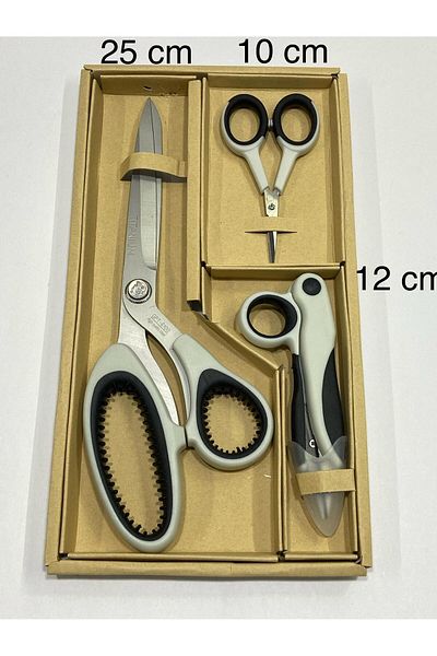 karantuhafiye White Titanium Scissors Set - Set of 3