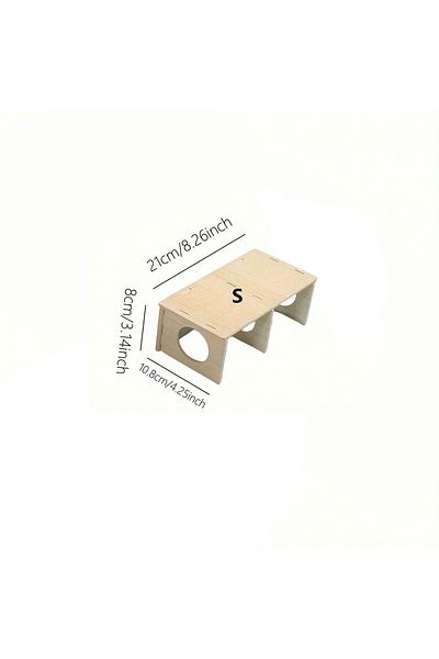 Choice Khaki S 1pc Solid Wood Hideaway House, For Hamster Squirrel, Small Pet Aquascape Toys, Small Animal