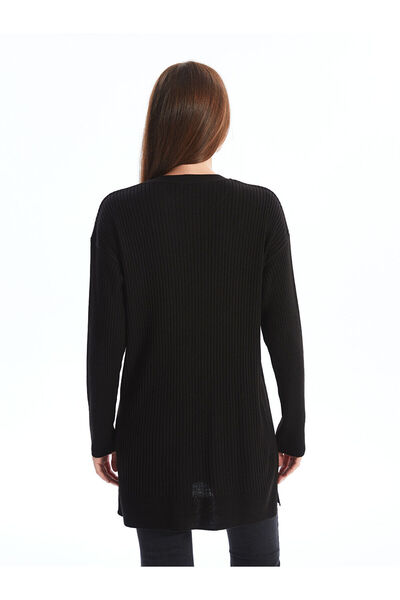 LC Waikiki Black Crew Neck Plain Long Sleeve Women's Knitwear Tunic