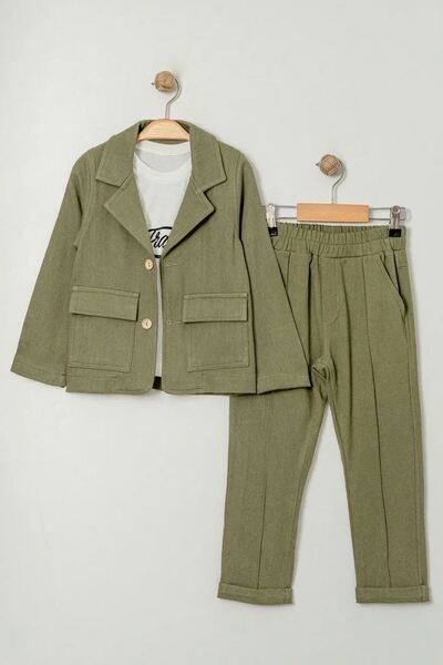 Minigimin Cicileri Dječačka zelena Lan jakna, set od 3 dela "Moja mala sirena"