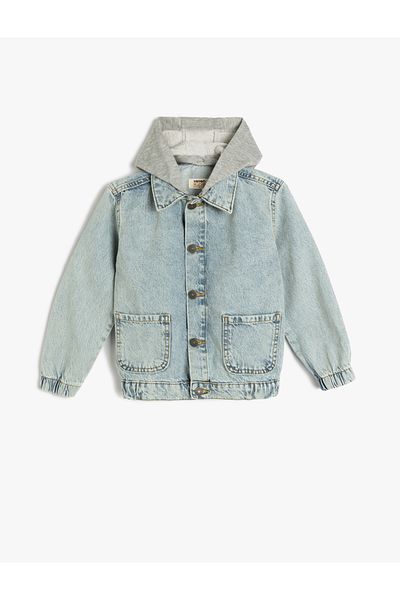 Koton Oversize knoflíková kapsa s detailním indigovým chlapeckým kabátem 5skb20001td