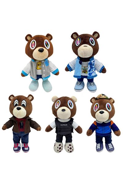 Choice 26-30cm Kawaii Kanye Dropout Bear Teddy Bear Plush Toys Kanye West Graduation Soft Stuffed Home R...