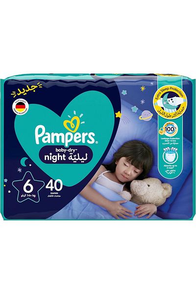 Pampers Baby-Dry Night, Size 6, 14+ kg, 40 Diapers