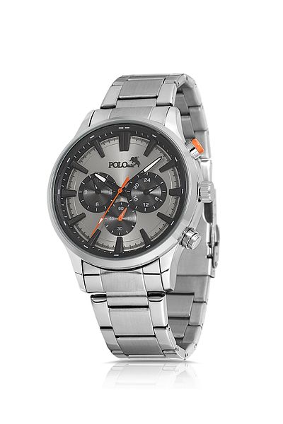 Polo Air Classic Metal Men's Wrist Watch Silver Orange Color Pl-0975E1X