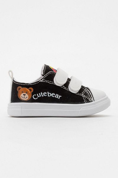 CCWAY AYAKKABI Child double velcro sports shoes black