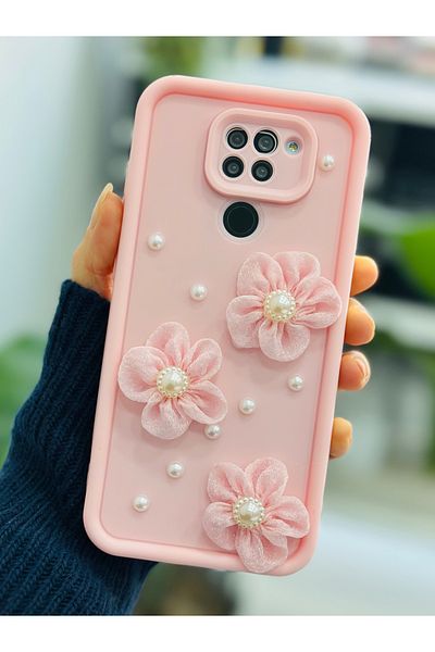 Go Aksesuar جراب سيليكون متوافق مع هاتف Redmi Note 9 بتصميم زهرة التول مع لعبة