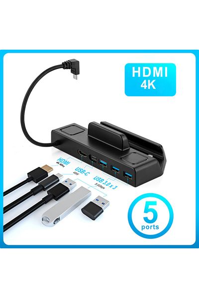 Choice 4k 60hz 5 Ports Steam Deck Docking Station Tv Base Stand Hub Holder Dock Usb C To Rj45 Ethernet 4k 6