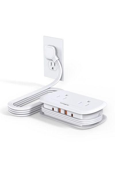 JcBlaon قابس طاقة عالمي متعدد الصنبور أبيض اللون من Us Plug 8 في 1 منفذ طاقة من النوع C مع منفذ USB مع 3.