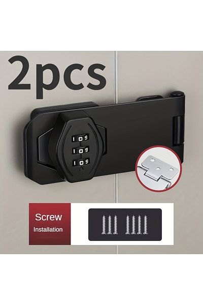 Choice Black 2pcs 3 Digit Household Security Cabinet Password Locks Keyless Drawer Combination Coded Door C