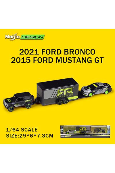 Maisto 2021 Foed Bronco 1:64 Volkswagen Van Samba Beetle / Car Trailer Design Elite Transport Die-ca