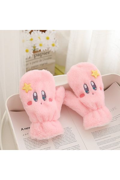 Choice Kawaii Kirby Plush Glove Cartoon Anime Winter Keep Warm Thickening Windproof Glove Cute Girl Orna...