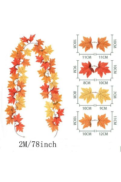 Choice 03 2m Artificial Fall Maple Leaf Garland Fake Plants Autumn Decor Leaves Vine For Thanksgiving Hallo