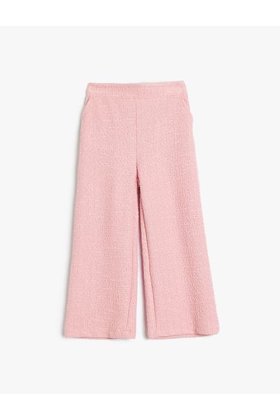 Koton Wide Leg Tweed Trousers with Pocket Detail