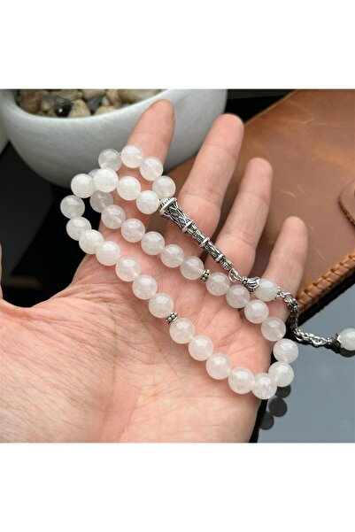 dergah tesbih Pembe Kuvars Tesbih Gümüş Tasarım