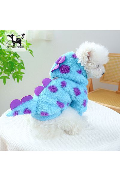 Choice XS Blue Pet circle, dogs, cats, clothes with plush insulation, comfortable short style, flower dinos