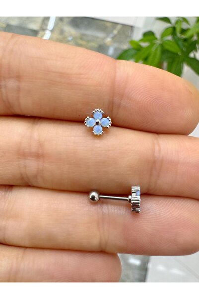 Arescollection zirkon taşlı 1 adet tragus helix lobe conch flat uyumlu piercing küpe