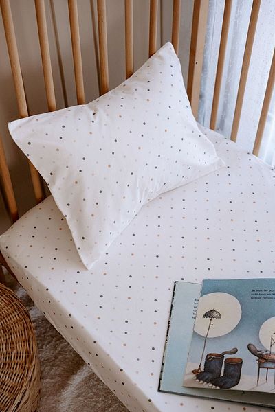 TBA COLLECTION Mother's Side Crib Elastic Sheet Set (55X95) |   Green Dots