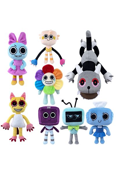 Choice 8pcs Dandy's World Plush Cute Dandy World Scrap Stuffed Horror Game Goob Pebble Plushie Soft Pillow