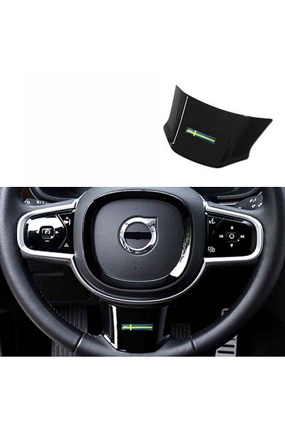 LINGLUYANG Black B Car Steering Wheel Trim Decoration Cover Sticker For Volvo Xc90 S90 Xc60 S60 V90 V60 Accesso