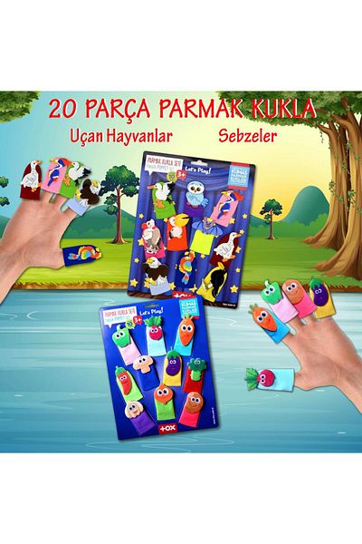 Tox 2 Set - 20 Pieces Tox Flying Animals and Vegetables Finger Puppet T104 T222