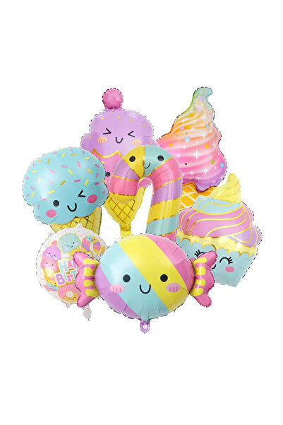 Choice مجموعة بالونات متعددة الألوان مقاس 18 بوصة مكونة من 7 قطع بطابع الحلوى...