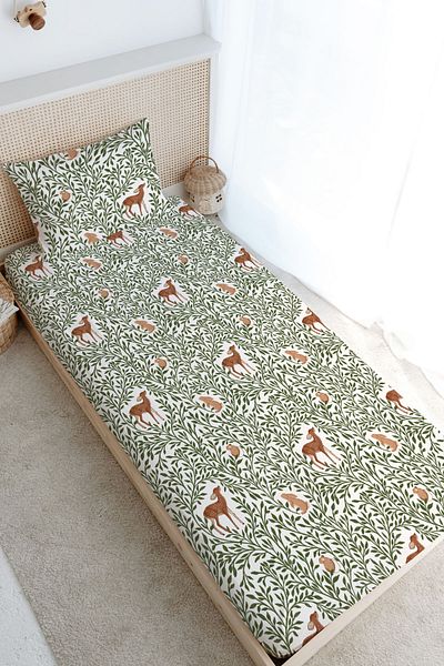 Tuğba Kuğu Single Fitted Sheet Set - Iconic Series - Forest Animals