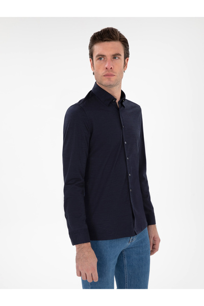 Cacharel Lacivert Slim Fit Uzun Kollu Gömlek 50291362-VR033