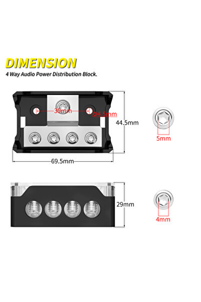 Choice1 كتلة توزيع الطاقة الصوتية 4 طرق 1 × 0/2/4 مقياس AWG في 4 × 4/8/10 مقياس خارج موزع الأرض...