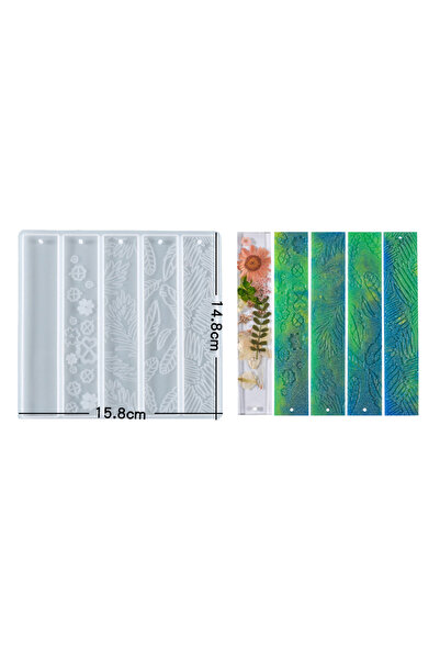 HOBİFLEX EPOKSİ REÇİNE SİLİKON KALIP İTHAL YAPRAKLI KİTAP AYRACI BEŞLİ SİLİKO...