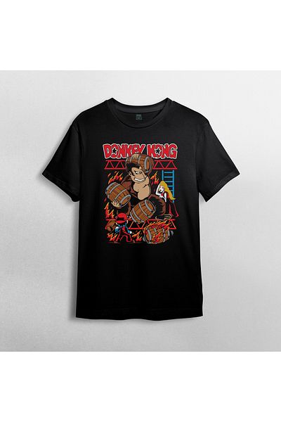 Pixxa Donkey Kong Retro Arcade - Μπλουζάκι με λαιμόκοψη 100% βαμβακερό μοντέλο 1