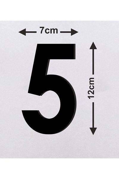 zafrakreklam الرقم خمسة (5) حائط - باب - حديقة - رقم مقاس 12 × 7.5 سم أسود 4 مم مركب