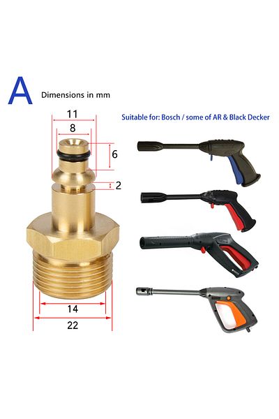 BEAR FORCE For Bosch High Pressure Car Washer Hose Connector Converter M22 Thread For Ar Patriot Daewoo Lavor B