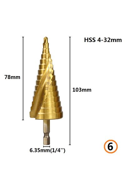 Choice 4-32mm Xcan Hss Titanium Step Drill Bit High Speed Steel Step Drill Bit Cone Hole Conical Stage Dril