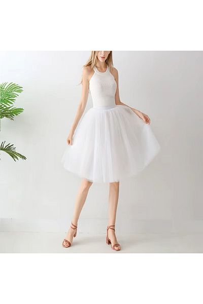 HSNLİFE Fusta de damă Tutu umflat cu 3 straturi, lungime 65 cm Fusta din tul