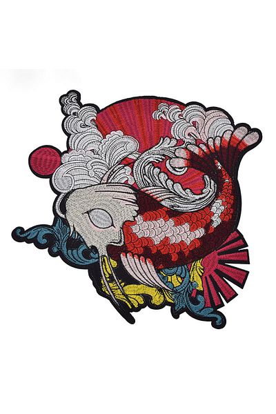 Choice Zb00wlt009 1pc Carp Design Embroidered Patches For Clothes Japanese Style Appliques For Shirts Diy H