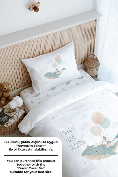 Tuğba Kuğu Tek Kişilik Lastikli Çarşaf Seti - Iconic Serisi - Balinanın Düşleri
