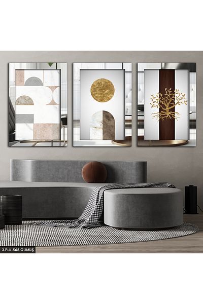 Evinemoda Masa artistică din argint sterling din 3 piese din plexiglas cu oglindă