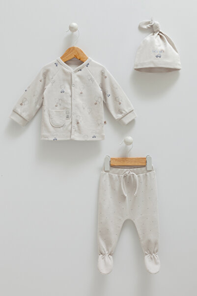 Caramell ERKEK BEBEK TAKIMI ŞAPKALI %100 PAMUK (1-3 , 3-6 AYLAR PATİKLİ, 6-9 ...