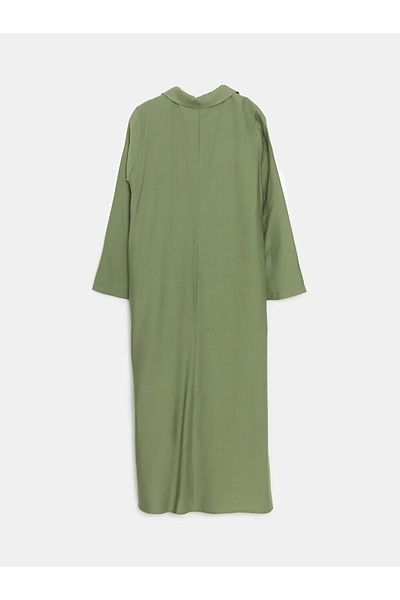 LC Waikiki Γυναικείο φόρεμα LCW Grace Khaki πουκάμισο με γιακά λινό look
