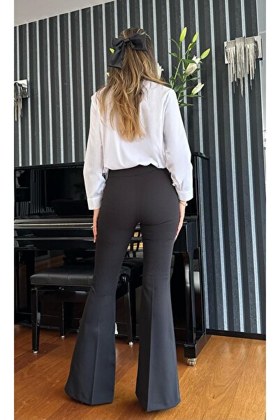Atelier Derin Siyah Yüksek Bel Flare Pantolon