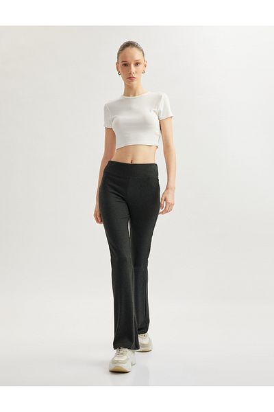 Koton Spanish Leg Leggings Pants with Viscose Blend Elastic Waist