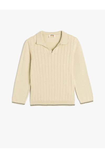 Koton Cotton Long Sleeve Polo Neck Basic Knitwear Sweater