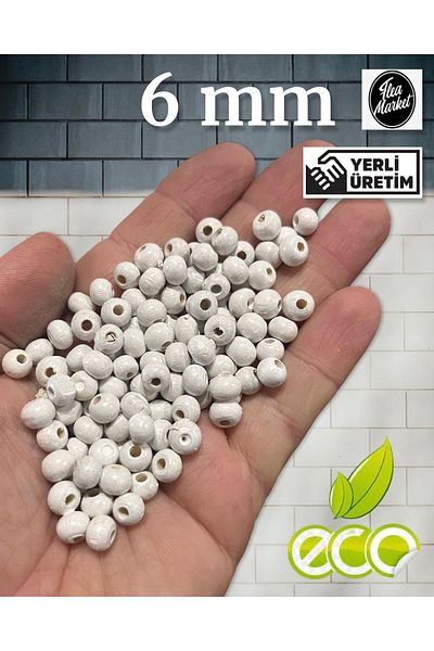 Selin 6 Mm White Color Wooden Beads - 80 grams (Medium700 Pieces )